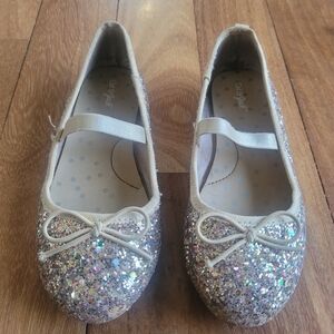 Size 11 Glitter Ballet Flats Gold And Rainbow